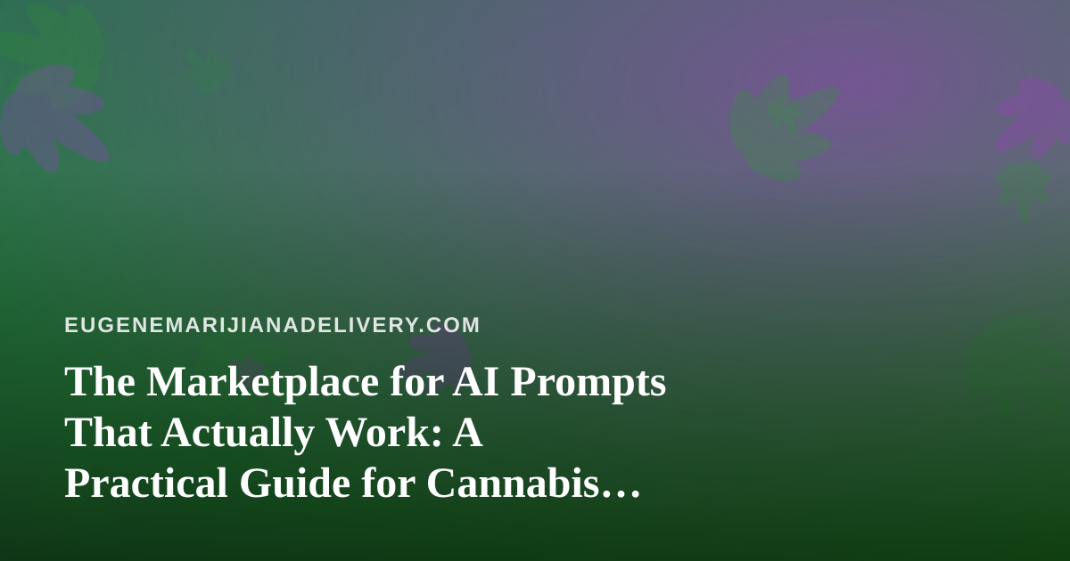 The Marketplace for AI Prompts That Actually Work: A Practical Guide for Cannabis Delivery Operators